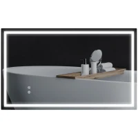 HOMCOM LED-Badezimmerspiegel, einstellbare Helligkeit, Antibeschlag-Funktion, wasserfest(m-12)