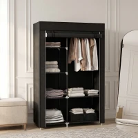 HOMCOM Armadio Guardaroba Portatile in Tessuto con 6 Ripiani Aperti e un Appendino, 103x43x162.5 cm, Nero(m-9)