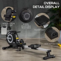 HOMCOM Folding Rowing Machine, Magnetic Rower Machine with 8 Levels Quiet Resistance, LCD Monitor, Wheels, Aluminium Slide Rail, Vertical Storage, 102kg Weight Capacity for Home Gym Cardio Training(m-4)