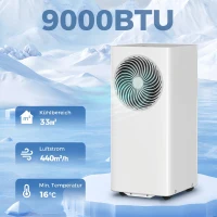 HOMCOM Mobiles Klimagerät 9000 BTU, 4-in-1 Mobile Klimaanlage mit Kühlung, 40 L/Tag Entfeuchter, Ventilator, Schlafmodus(m-4)