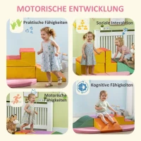 HOMCOM Schaumstoff Bausteine 6-tlg. Softbausteine Modulare Kinder Bausteinset mit Kunstleder-Optik für Kinder 1-3 Jahre Bunt(m-9)
