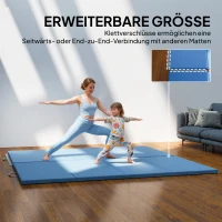 HOMCOM Trainingsmat, opvouwbare fitnessmat sportmat met handgrepen voor yoga, MMA, fitness, pilates 240 x 120 x 5 cm lichtblauw(m-6)