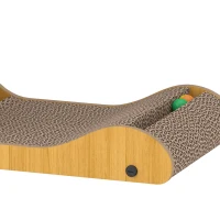 PawHut Cat Scratching Board Wall Mounted Cat Scratcher Corrugated 3 Toy Balls 39 x 23.5 x 57.5 cm Brown(m-13)
