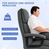 HOMCOM Grote hoge bureaustoel, 200 kg draagvermogen, robuuste constructie, zachte bekleding, grijs(m-4)