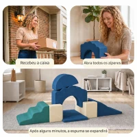 AIYAPLAY Conjunto de 7 Blocos de Espuma para Crianças com Base Antiderrapante 0,5-3 Anos Azul Escuro(m-7)