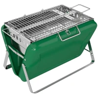 Outsunny Barbecue au charbon bois pliable, barbecue portable, poignée et pieds repliables, pour jardin, terrasse, camping, vert(m-1)