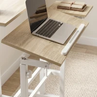 HOMCOM Escritorio Elevable Regulable en Altura 70x60 cm con Ruedas Tablero Inclinable Estructura de Metal Marrón(m-8)