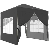 Outsunny Tonnelle de jardin 2,5 x 2,5 m pop up tonnelle pliante réglable en hauteur protection UV50+ montage facile gris foncé(m-1)