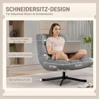 HOMCOM Draaistoel Lounge met Brede Zitting, Waterafstotende Chenille, Kruisvormige Stalen Poten, Grijs(m-4)