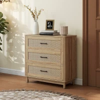 HOMCOM 76 cm Wide Drawer Chest of Drawers with 3 Drawer - Oak(m-10)