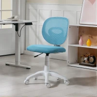HOMCOM Bürostuhl Ergonomischer Schreibtischstuhl mit C-förmiger Rückenstütze, Höhenverstellbar Blau(m-10)