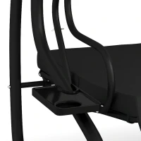 Outsunny Three-Person garden Swing Chair, with Adjustable Canopy - Black(m-11)