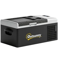 Outsunny 16L Portable Car Fridge, -20℃ to 10℃ Adjustable Temperature - Black/Grey(m-15)