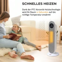 HOMCOM Verwarmingsventilator 2000W, PTC keramische elektrische verwarming met afstandsbediening, oscillatie, 12-uurs timer(m-6)