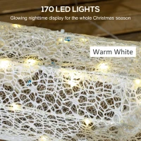 Outsunny Renna Natalizia Illuminata con Slitta con 170 LED, Decorazione di Natale per Casa e Giardino, Bianco e Rosso(m-4)