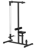 HOMCOM Kraftstation mit Riemenscheibe Sitz verstellbar und mehreren Kabelpositionen Stahl Schwarz 107 x 120 x 190 cm(m-1)