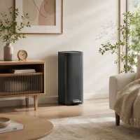 HOMCOM 30 L kosz na śmieci do kuchni, pedałowy z pokrywą, Soft-Close i funkcja utrzymania otwarcia, do kuchni i domu(m-8)