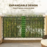 Outsunny Set of 2 Expandable Artificial Trellis Hedges – Realistic Leaf Privacy Screen, 2 x 1 m(m-4)