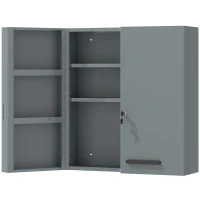 kleankin Medizinschrank, abschließbarer Medikamentenschrank mit 2 Türen und 6 Regalen, Kohlegrau(m-1)