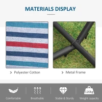Outsunny 298 x 117cm Hammock with Stand Camping Hammock with Portable Carrying Bag, Adjustable Height, 120kg Load Capacity, Blue and White Stripe(m-5)