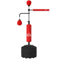 HOMCOM Sacco Boxe da Terra 4 in 1 con 2 Speedball, Barra Girevole e Sacco, Altezza Regolabile da 160-230cm, Rosso(m-1)