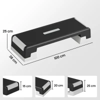 SPORTNOW Stepper Aerobic Reglabil, Înălțime 15/20/25 cm cu Suporturi(m-3)