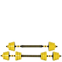 HOMCOM Ensemble d'haltères courtes ou longues 20 Kg - barre d'extension incluse - musculation réglable - entraînement musculaire & haltérophilie(m-12)