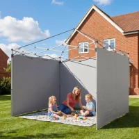 Outsunny 3-teiliges Set Seitenteile mit Reißverschluss für 3 x 3 m Pavillon, Hellgrau(m-10)
