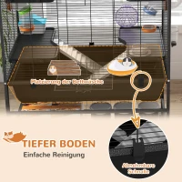 PawHut Hamsterkooi met Buizen, Looprad, Huisje, Waterdispenser, 120 x 82 x 46 cm, Zwart(m-6)