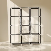 HOMCOM stoffen kledingkast, kledingkast met kledingrekken en laden, opvouwbare kledingkast met ritssluiting, opvouwbare kledingkast voor slaapkamer, niet-geweven stof, donkergrijs, 125 x 43 x 162,5 cm(m-9)