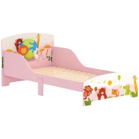 AIYAPLAY Lit Enfant 70x140 cm motif animal 140 x 70 cm avec sommier à lattes en bois design bas sécurisé rose(m-11)
