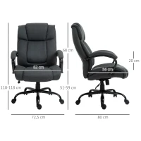 Vinsetto Bureaustoel, Ergonomische Bureaustoel, Draaisteel met Gevoerde Armleuningen, tot 220 kg belastbaar, Grijs(m-3)