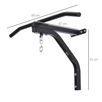 HOMCOM Staffa di supporto per sacco da boxe con barra per trazioni, 93x47x51cm, Nero(m-3)