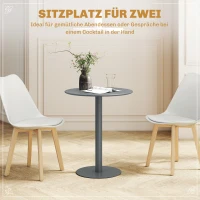 HOMCOM Runder Esstisch für 2 Personen, Stahl, für drinnen und draußen, Grau(m-4)
