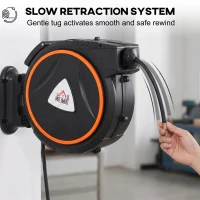HOMCOM Auto Rewind Hose Reel, Retractable Air Hose Reel 15 m + 1.5 m, 150 Bar with 1/4" BSPT Connector, Black(m-5)