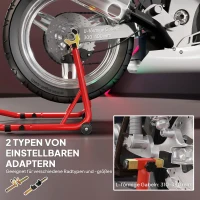 HOMCOM Set Motorfietsstandaards Voor/Achter Montagestandaard Motorheffer tot 544 kg Staal Rood(m-5)