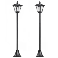 Outsunny Conjunto de 2 Luces Solares para Jardín con Panel Solar Encendido Automático Impermeable IP44 18x18x160 cm Negro(m-11)