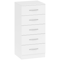 HOMCOM Kommode mit 5 Schubladen, Schubladenschrank für Kleidung und Utensilien, Spanplatte, Weiß
