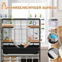 PawHut Hamsterkooi met Buizen, Looprad, Huisje, Waterdispenser, 120 x 82 x 46 cm, Zwart(m-5)
