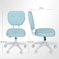 Vinsetto Cadeira de Escritório Giratória Estofada em Pele Sintética com Altura Ajustável sem Braços Suporta até 120 kg 46x59x82-92 cm Azul Claro(m-3)