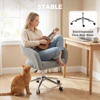 HOMCOM Chaise Bureau Ergonomique, Fauteuil de Bureau en Chenille avec Hauteur Réglable, Dossier Incurvé, Gris(m-8)