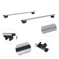 HOMCOM Barre Portapacchi per Auto con Serratura e Chiavi in Lega di Alluminio 125x5.5x7cm, Max. 50 kg(m-4)