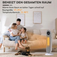 HOMCOM Verwarmingsventilator 2000W, PTC keramische elektrische verwarming met afstandsbediening, oscillatie, 12-uurs timer(m-4)