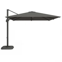 Outsunny Ombrellone Decentrato e Inclinabile 3x3 m con Base a Croce Riempibile e Manovella, in Poliestere Grigio Scuro(m-1)