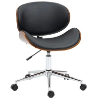 Vinsetto Cadeira de Escritório com Rodas Estofada em PU com Assento Largo e Curvado Altura Ajustável Preto(m-1)
