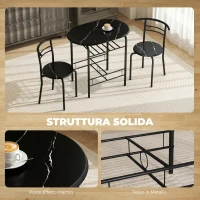HOMCOM Set Tavolo Moderno con 2 Sedie per Sala da Pranzo, Set 3 Pezzi Mobili Salvaspazio da Cucina, Balcone, Ristorante o Bar, Marrone e Nero(m-6)