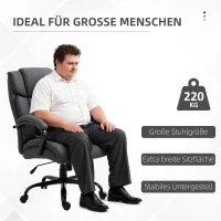 Vinsetto Bureaustoel, Ergonomische Bureaustoel, Draaisteel met Gevoerde Armleuningen, tot 220 kg belastbaar, Grijs(m-4)