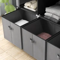 HOMCOM Foldable Wardrobe with 2 Hanging Rails, Fabric Wardrobe with 5 Shelves and 3 Fabric Drawers, 125 x 43 x 162.5cm, Dark Grey(m-10)