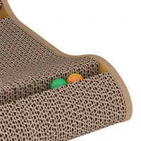 PawHut Cat Scratching Board Wall Mounted Cat Scratcher Corrugated 3 Toy Balls 39 x 23.5 x 57.5 cm Brown(m-10)