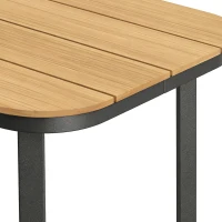Outsunny Table de Jardin Rectangulaire pour 4-6 Personnes, Plateau en WPC à Lattes, Bords Arrondis, 155x88x72cm, Naturel(m-12)